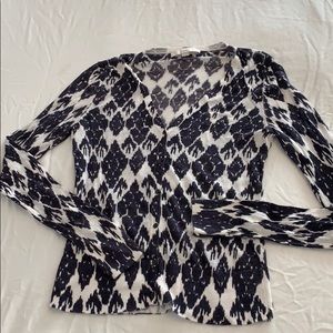 Ann Taylor Loft s navy white cardigan lightweight